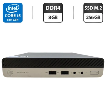 Неттоп HP ProDesk 400 G4 Desktop Mini USFF / Intel Core i5-8500T (6 ядер по 2.1 - 3.5 GHz) / 8 GB DDR4 / 256 GB SSD M.2 / Intel UHD Graphics 630 / Блок питания б/у