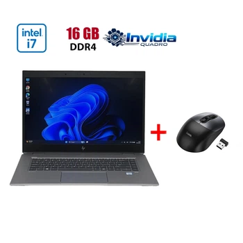 Мобільна робоча станція HP ZBook Studio G5 / 15.6" (1920x1080) IPS / Intel Core i7-9850H (6 (12) ядер по 2.6 - 4.6 GHz) / 16 GB DDR4 / 480 GB SSD / nVidia Quadro P1000, 4 GB GDDR5, 256-bit / WebCam б/в + Подарунок Бездротова миша HOCO GM28