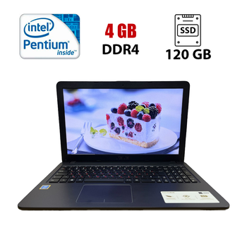 Ноутбук Asus F543U / 15.6" (1366х768) TN / Intel Pentium Gold 4415U (2 (4) ядра по 2.3 GHz) / 4 GB DDR4 / 120 GB SSD / Intel HD Graphics 610 / WebCam б/у