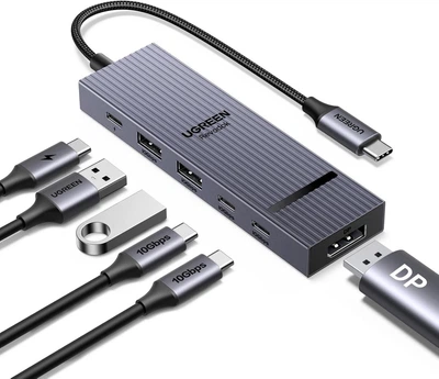 USB-концентратор UGREEN Revodok Pro 6 в 1 USB-C Hub to DisplayPort 4K 60Hz, 100W Power Delivery 10Gbps USB-A and USB-C 3.2 (CM818)