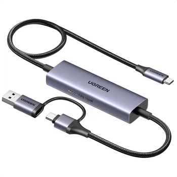 Картка відеозахоплювача Ugreen 2K 30FPS 1080P 60FPS USB C with 100 W Power Delivery Type C to 4K USB3.0 Gray (CM725)