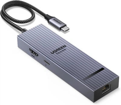 USB-концентратор UGREEN Revodok Pro 6in1 USB C Hub Gigabit Ethernet Adapter with 4K 60Hz HDMI, 100W PD 10Gbps USB A & C Gray (CM828)