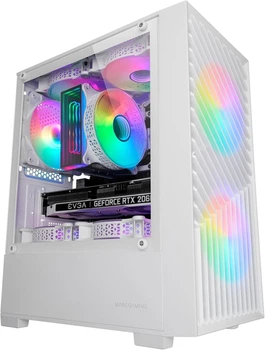 Корпус Mars Gaming MC-VORTEX / без БП / Micro-ATX / 3x120mm FRGB / Белый (101673862) - Уценка
