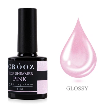Топ закріплювач для гель-лаку Crooz Shimmer Pink без липкого шару 8 мл