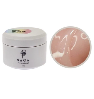Гель для наращивания SAGA Builder Gel Magic с поталью Персиковый