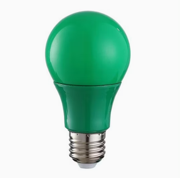Декоративная светодиодная (LED) лампа 7Вт А60 E27 зеленый, зеленая лампочка с патроном Е27