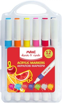 Набір акрилових маркерів Maxi лінія 2 мм 12 кольорів (MX15256)