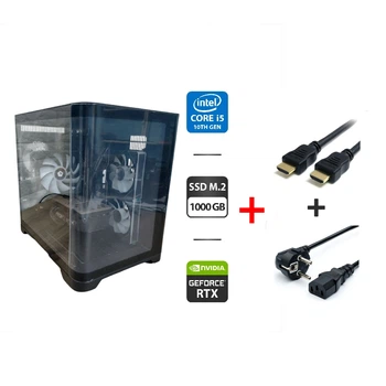 Игровой ПК 1stPlayer UV5 View Tower / Intel Core i5-10400 (6 (12) ядер по 2.9 - 4.3 GHz) / 16 GB DDR4 / 1000 GB SSD M.2 / nVidia GeForce RTX 3080, 10 GB GDDR6X, 320-bit / 600W б/у + Подарок Кабель HDMI + Питание