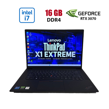 Игровой ноутбук Б-класс Lenovo ThinkPad X1 Extreme Gen 4 / 15.6" (1920x1080) IPS / Intel Core i7-11850H (8 (16) ядра по 2.5 - 4.8 GHz) / 16 GB DDR4 / 512 GB SSD / nVidia GeForce RTX 3070, 8 GB GDDR6, 256-bit / WebCam б/у