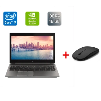 Мобильная рабочая станция Б-класс HP zBook 15 G6 / 15.6" (1920x1080) IPS / Intel Core i7-9750H (6 (12) ядер по 2.6 - 4.5 GHz) / 16 GB DDR4 / 300 GB SSD / nVidia Quadro T2000, 4 GB GDDR5, 128-bit / Fingerprint / WebCam / HDMI б/у + Подарок Мышь / USB