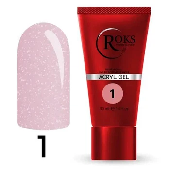 Acryl Gel - Без ТРО ROKS 30 мл №1 - Рожевий з мікроблиском