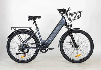 Электровелосипед Crosser E-City PRO 26" рама сталь 500W 48V/10.4Ah Shimano 7S дисковые тормоза городской Серый (LUX1849)