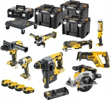 Zestaw elektronarzędzi DeWalt 18V XR z 4 akumulatorami 5 Ah 8 szt. (DCK853P4T-QW)
