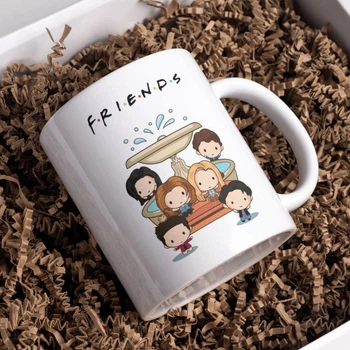Чашка чорна хамелеон з блискітками матова серіал Друзі Friends 330 мл (ДР00338)