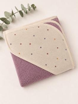 Полотенце-уголок детский Baby Comfort Маленькие звёздочки (розовая махра) 75*75 см