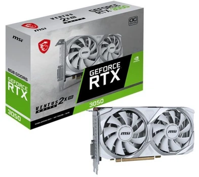 Видеокарта GeForce rtx 3050, msi, ventus 2x xs oc (White Edition), 8Gb gddr6, 128-bit, dvi-d/hdmi/dp, 1807/14000 MHz, 6-pin (rtx 3050 ventus 2x xs white 8g oc)