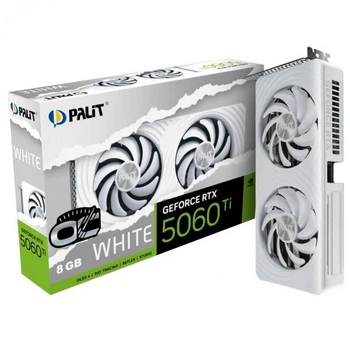 Видеокарта GeForce rtx 5060 Ti, Palit, oc (White Edition), 8Gb gddr7, 128-bit, HDMI/3xDP, 2602/28000 MHz, 8-pin (ne7506tu19p1-gb2062m)