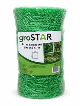 Шпалерная сетка «AgroStar» 1.7×100 м, ячейка 15×17 см — профессиональная сетка для подвязки огурцов и вьющихся растений