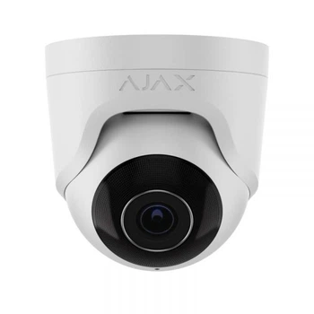 IP-камера дротова Ajax TurretCam, 5мп, 2.8 мм, Poe, True wdr, ip 65, ік 35 м, аудіо, кут огляду 100° до 110°, купольна, біла 000039304