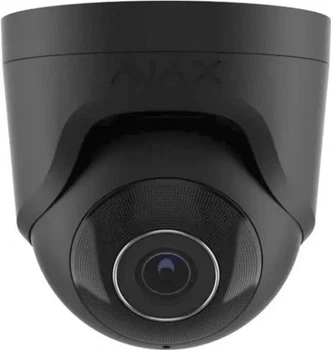 IP-камера дротова Ajax TurretCam, 5мп, 2.8 мм, Poe, True wdr, ip 65, ік 35 м, аудіо, кут огляду 100° до 110°, купольна, чорна 000039305