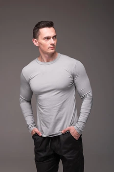 Лонгслів чоловічий базовий R.A. Long Grey сірий 2249-M