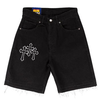 Чоловічі джинсові шорти Chrome Hearts чорні 34(Р) (928-200-1 CH07)