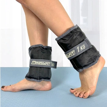 Утяжелители для рук и ног (манжеты для фитнеса, бега и тренировок) EasyFit EF-WHT-1, 2×1 кг, серые (пара), кварцевый песок