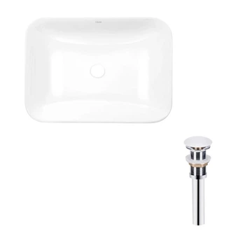 Раковина накладна Qtap Scorpio 615х390х150мм з донним клапаном Pop up PU02 (QT1411K491WN47291)