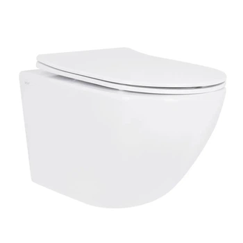Унітаз підвісний Qtap Jay Rimless 485×360×320мм безобідковий з сидінням Soft close білий (QT07335177RW)