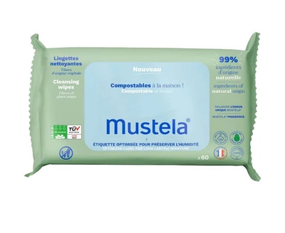 Детские влажные салфетки Mustela Cleansing Wipes (Compostable at home), 60шт