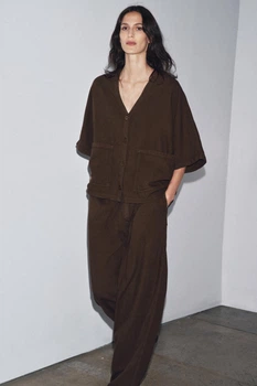 Коричнева сорочка оверсайз Zara 4676/241 - S