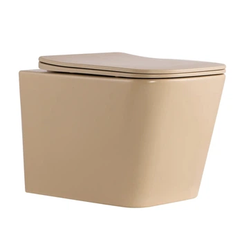 Унітаз підвісний Qtap Tern Ultra Quiet 490×365×325мм безобідковий з сидінням Soft close бежевий (QT17332303ASSB)
