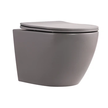 Унитаз подвесной Qtap Robin Ultra Quiet 520×365×340 мм, Stone grey, с сиденьем Slim Duroplast / Soft-close / Quick Release