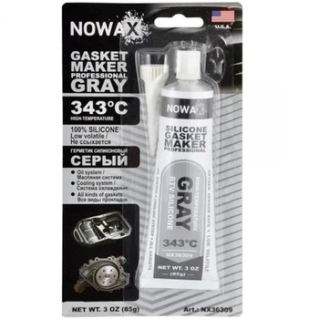 Герметик прокладок високотемпературний Nowax +343⁰C 100% силіконовий сірий 85г STM01978