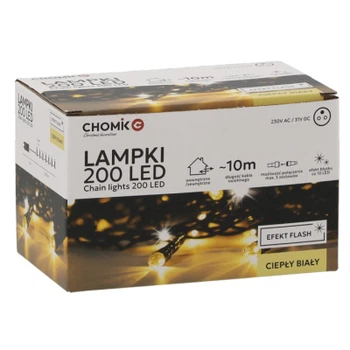 Гирлянда Chomik 200 LED 10м, теплий білий, IP44, від мережі (5900779879478)