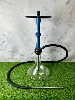 Ян Aroma Hookah Ocean Wood Blue — стильный кальян из нержавеющей стали с деревянным декором синего цвета, 60 см