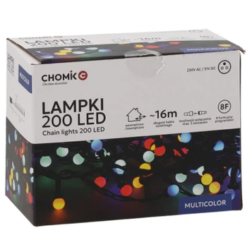 Гирлянда Chomik Кульки-змійка 200 LED 16 м, мультиколор, IP44, від мережі (5900779880160)