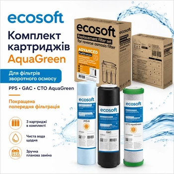 Комплект картриджів Ecosoft 1-2-3 для фільтрів зворотного осмосу с функцией экономией воды