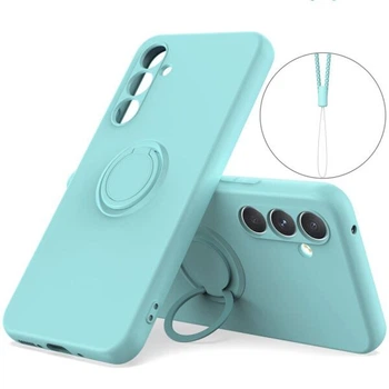 Силиконовый (TPU) чехол с кольцом Deexe Color Shell для Samsung Galaxy A27 (A276) - Sky Blue