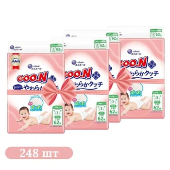 Детские подгузники 248 шт Goo.N Plus размер S (4-8 кг)