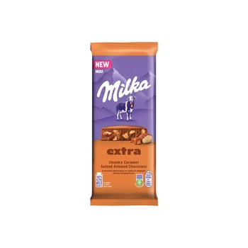 Milka Extra Caramel Salted Almond - молочный шоколад с карамелью, солью и миндалем 190 г.