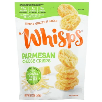 Чипсы с пармезаном, Parmesan Cheese Crisps, Whisps, 60 г