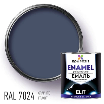 Емаль поліуретанова ELIT Kompozit, Глянцева, Графіт RAL 7024, 0,6 л