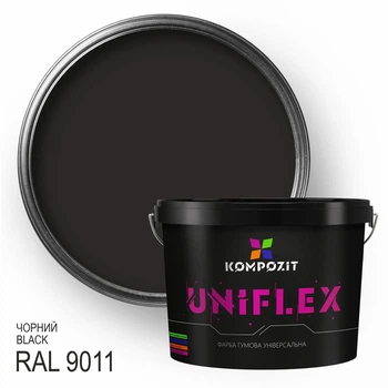 Фарба гумова універсальна UNIFLEX Kompozit, 0,9 кг, Чорний RAL 9011