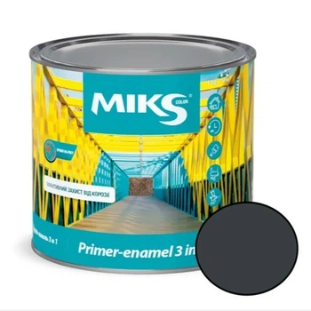 Грунт-емаль 3 в 1 універсальна антикорозійна напівглянсова Miks Color (RAL 7016 Сірий антрацит) 0,8 кг