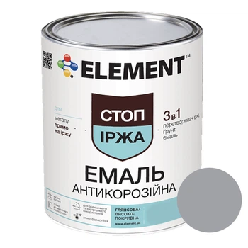 Грунт-емаль 3в1 по іржі антикорозійна для металу матова ELEMENT 0,7 кг Сіра