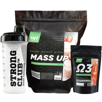 Набір: Гейнер Mass Up 2,5 кг + Шейкер + Омега-3 у Подарунок TNT Nutrition