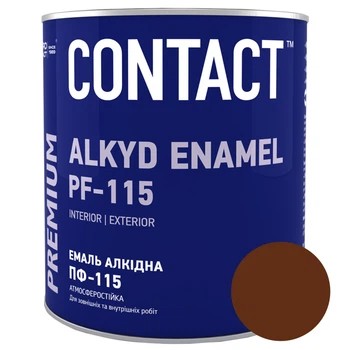 Емаль алкідна глянцева Contact ПФ-115 0.9 кг коричнева