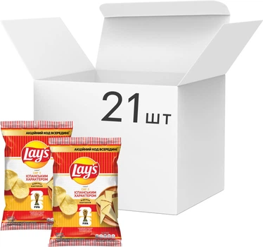 Упаковка чипсов картофельных Lay’s Испанский характер со вкусом сыра 21 шт х 95 г (4823063131223)