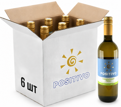 Упаковка вина Positivo Шардоне Фриули DOC белое сухое 0.75 л 12.5% (8050249377878)